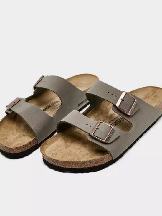 Men\'s BIRKENSTOCK Arizona Birkibuc Sandal Slides - STONE GREY 0151211